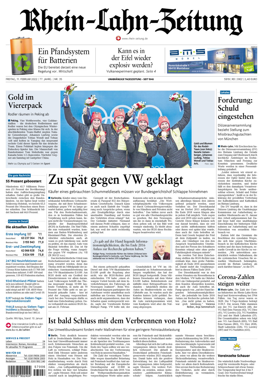 Rhein-Lahn-Zeitung Diez (Archiv) vom Freitag, 11.02.2022
