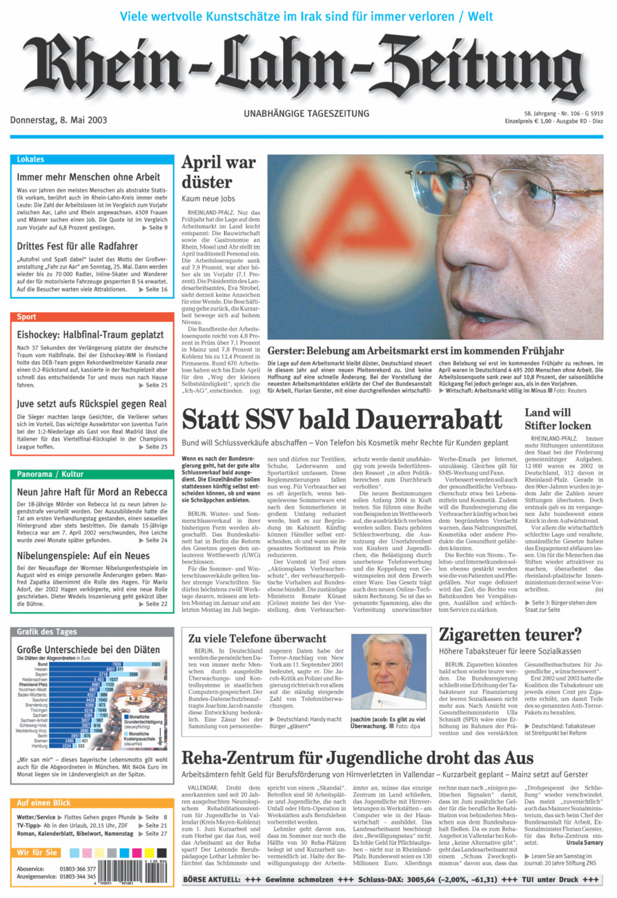 Rhein-Lahn-Zeitung Diez (Archiv) vom Donnerstag, 08.05.2003