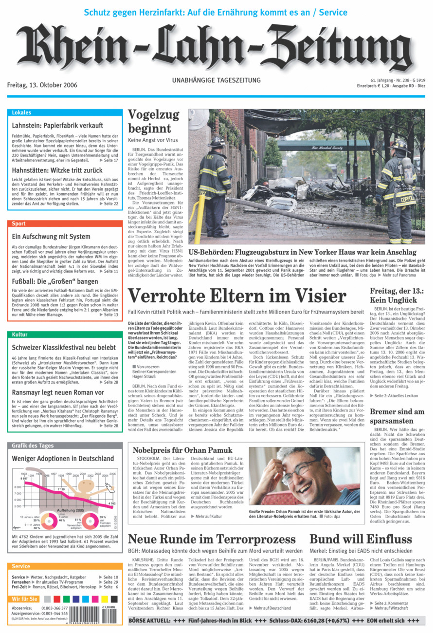 Rhein-Lahn-Zeitung Diez (Archiv) vom Freitag, 13.10.2006
