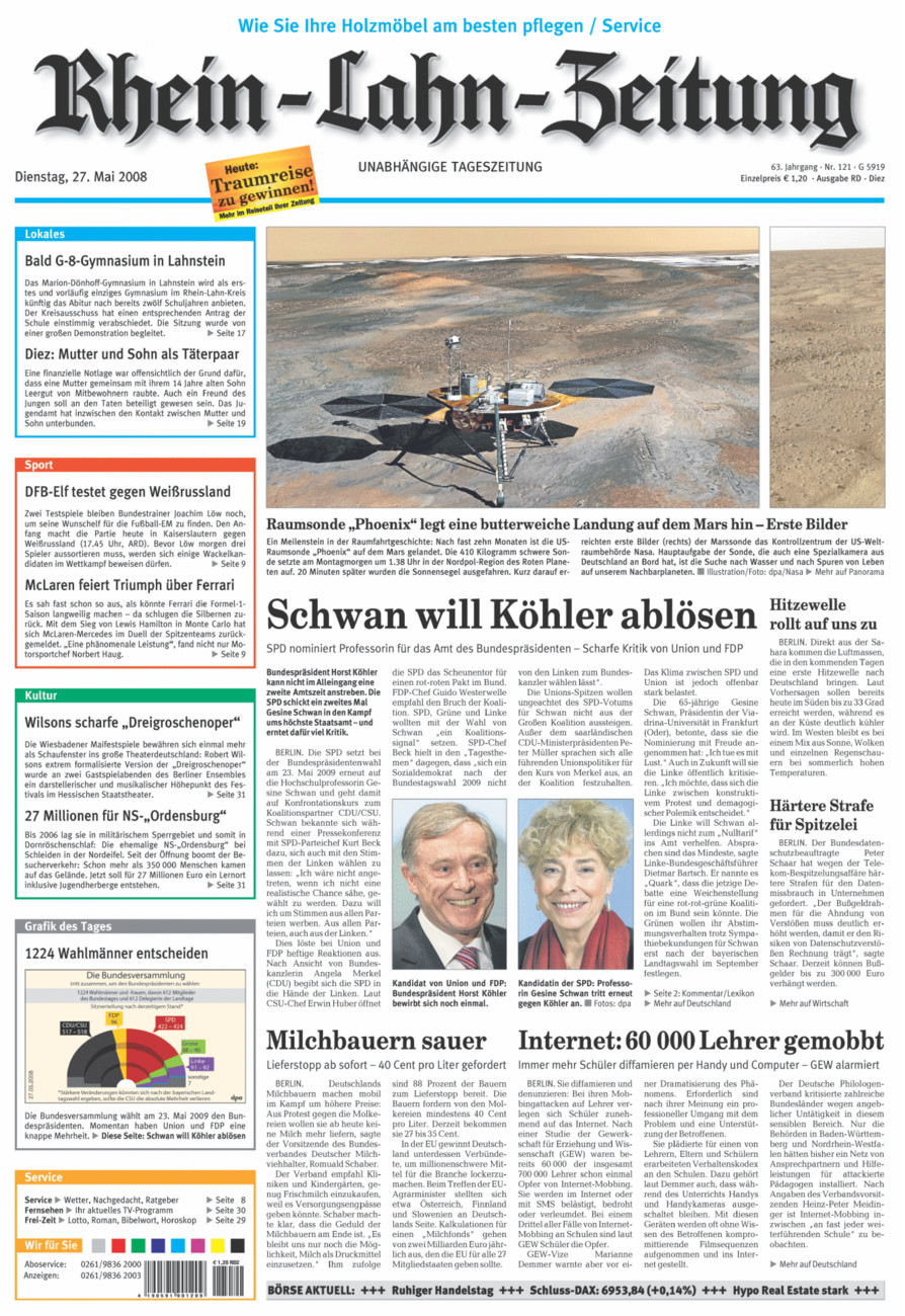 Rhein-Lahn-Zeitung Diez (Archiv) vom Dienstag, 27.05.2008