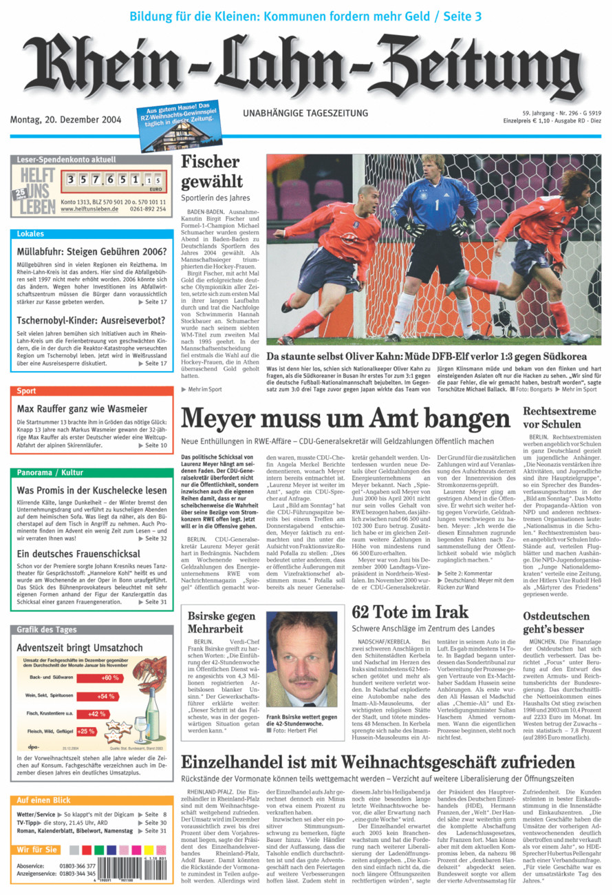 Rhein-Lahn-Zeitung Diez (Archiv) vom Montag, 20.12.2004