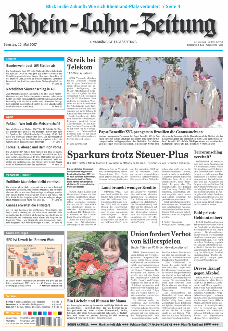 Rhein-Lahn-Zeitung Diez (Archiv) vom Samstag, 12.05.2007