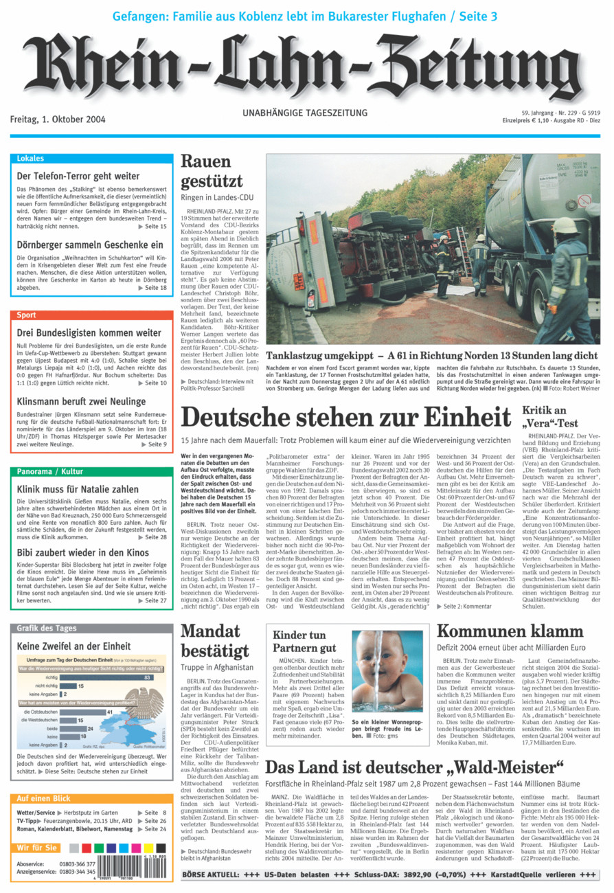 Rhein-Lahn-Zeitung Diez (Archiv) vom Freitag, 01.10.2004