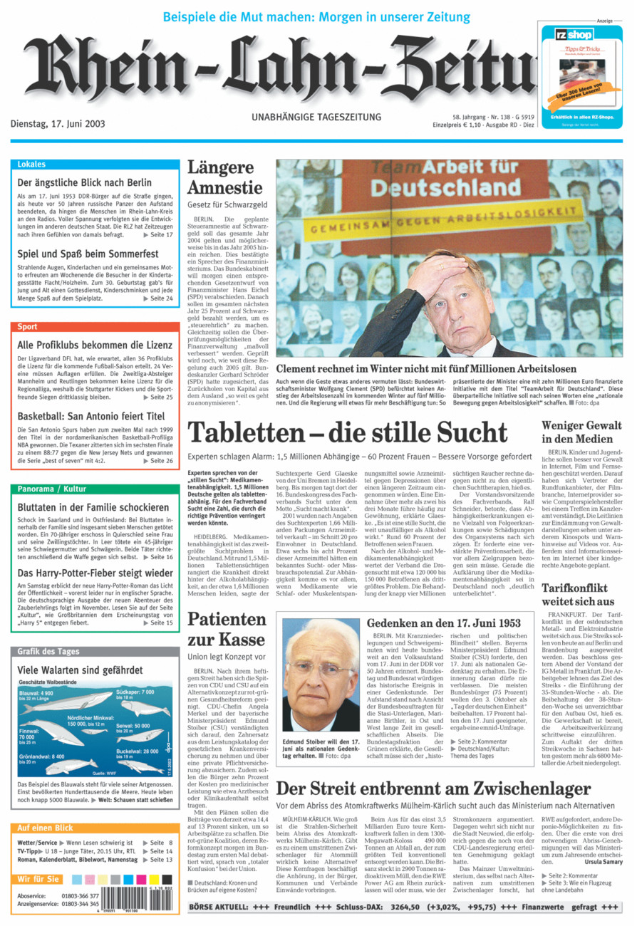 Rhein-Lahn-Zeitung Diez (Archiv) vom Dienstag, 17.06.2003