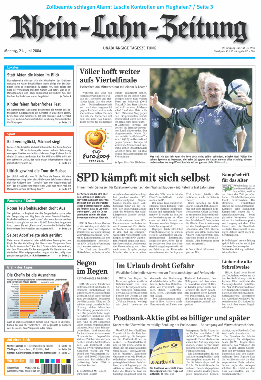 Rhein-Lahn-Zeitung Diez (Archiv) vom Montag, 21.06.2004