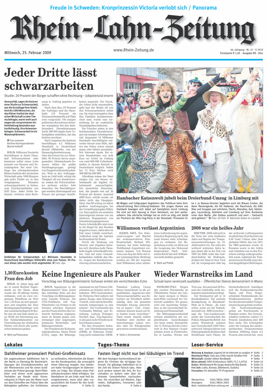 Rhein-Lahn-Zeitung Diez (Archiv) vom Mittwoch, 25.02.2009