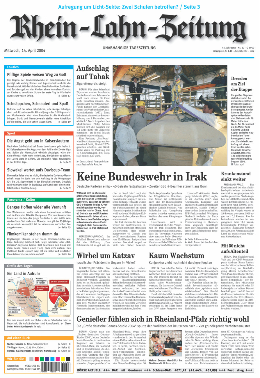 Rhein-Lahn-Zeitung Diez (Archiv) vom Mittwoch, 14.04.2004