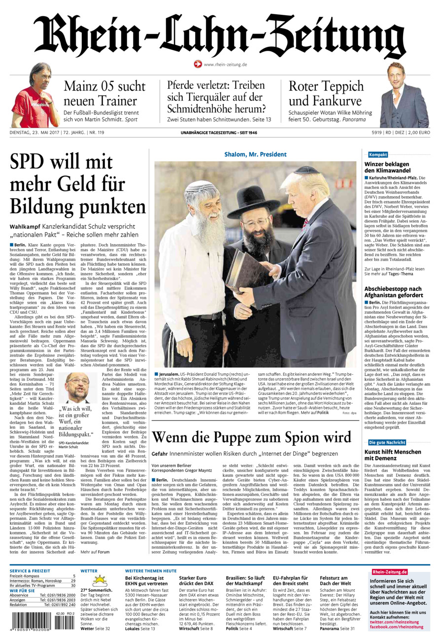 Rhein-Lahn-Zeitung Diez (Archiv) vom Dienstag, 23.05.2017
