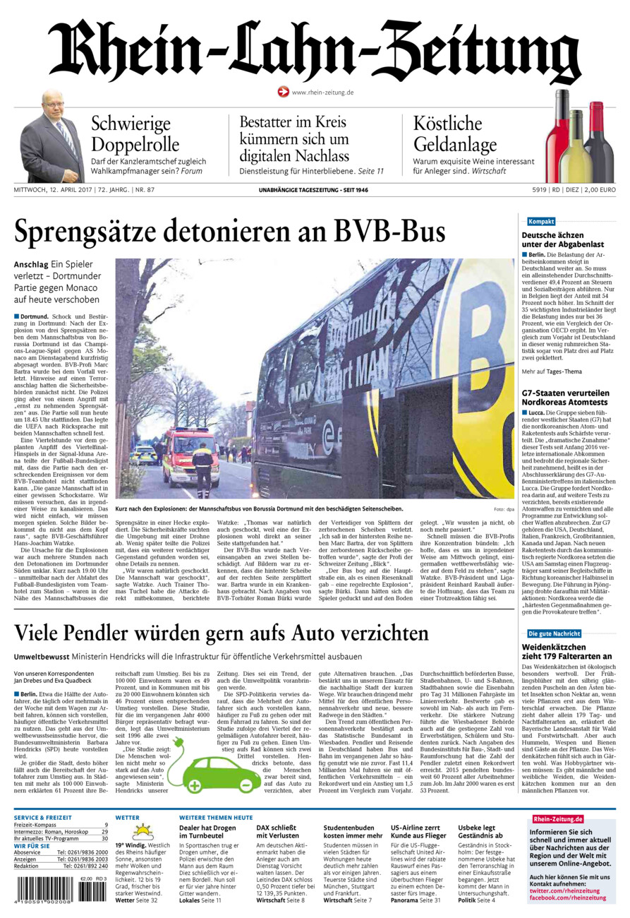 Rhein-Lahn-Zeitung Diez (Archiv) vom Mittwoch, 12.04.2017
