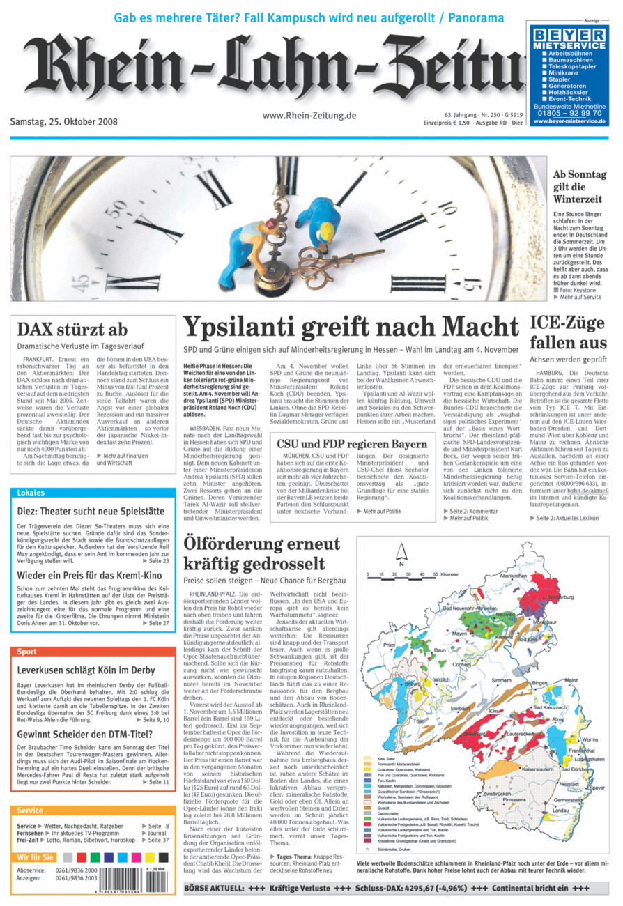 Rhein-Lahn-Zeitung Diez (Archiv) vom Samstag, 25.10.2008