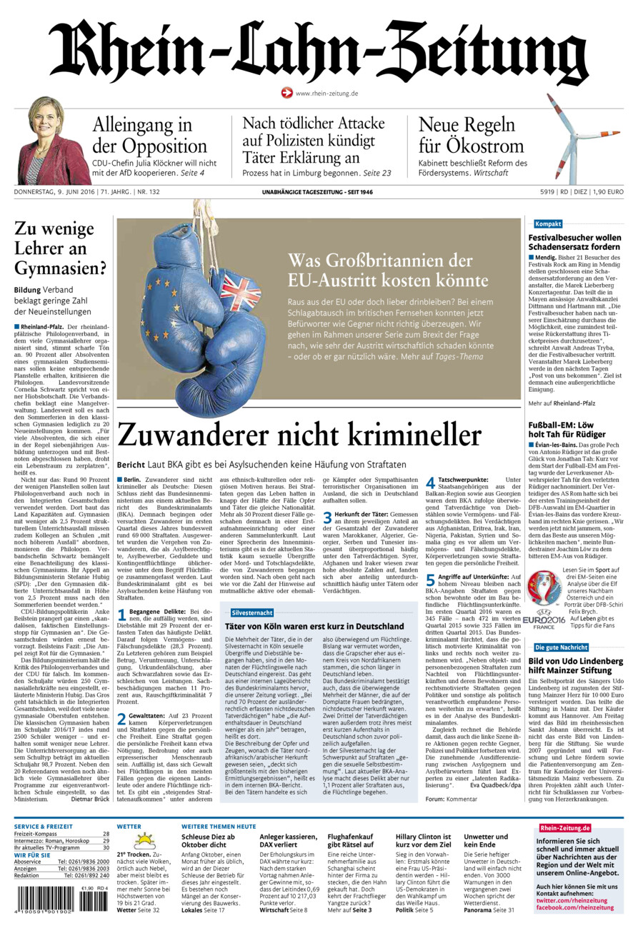 Rhein-Lahn-Zeitung Diez (Archiv) vom Donnerstag, 09.06.2016