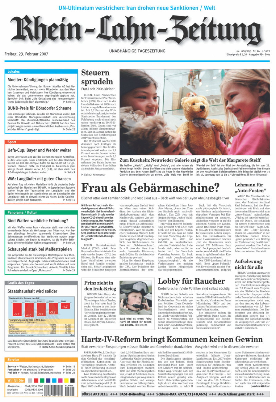 Rhein-Lahn-Zeitung Diez (Archiv) vom Freitag, 23.02.2007