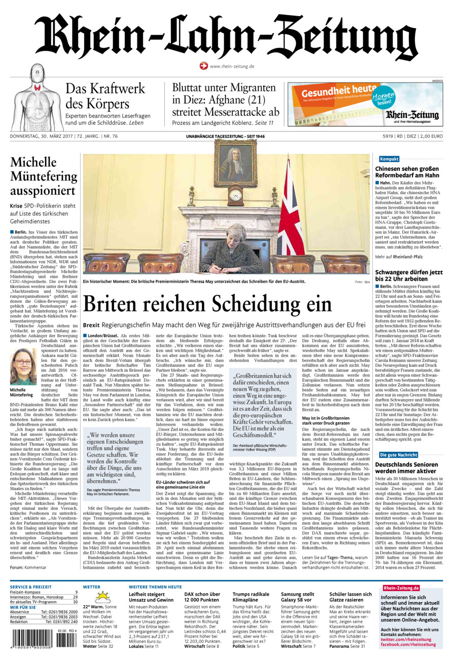 Rhein-Lahn-Zeitung Diez (Archiv) vom Donnerstag, 30.03.2017
