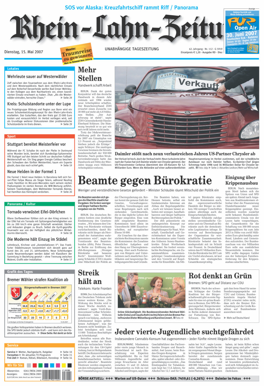 Rhein-Lahn-Zeitung Diez (Archiv) vom Dienstag, 15.05.2007