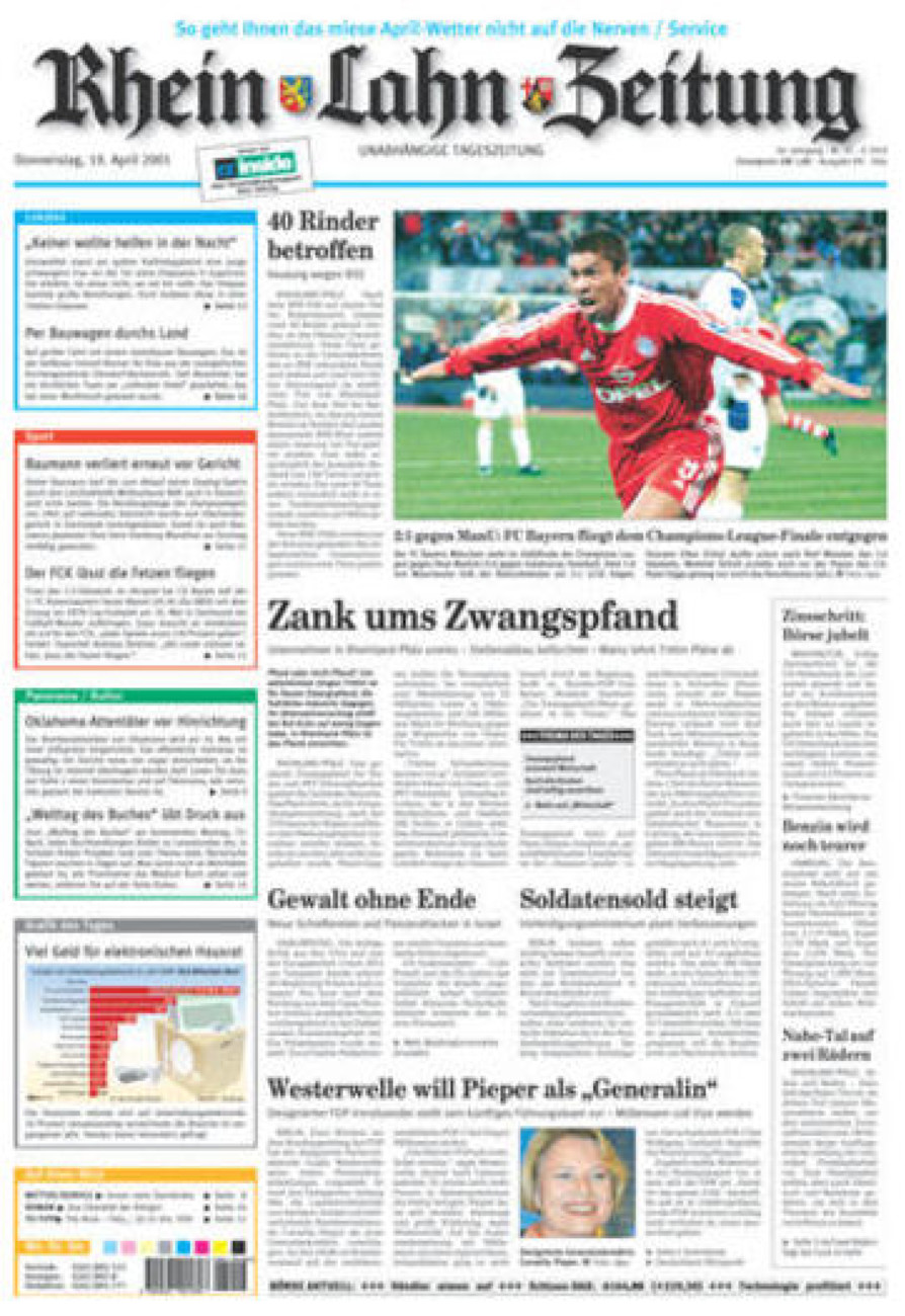 Rhein-Lahn-Zeitung Diez (Archiv) vom Donnerstag, 19.04.2001