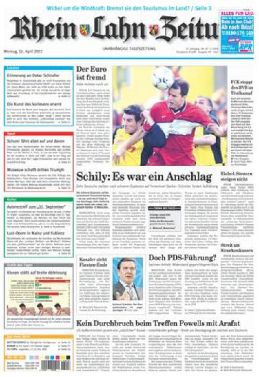 Rhein-Lahn-Zeitung Diez (Archiv) vom Montag, 15.04.2002