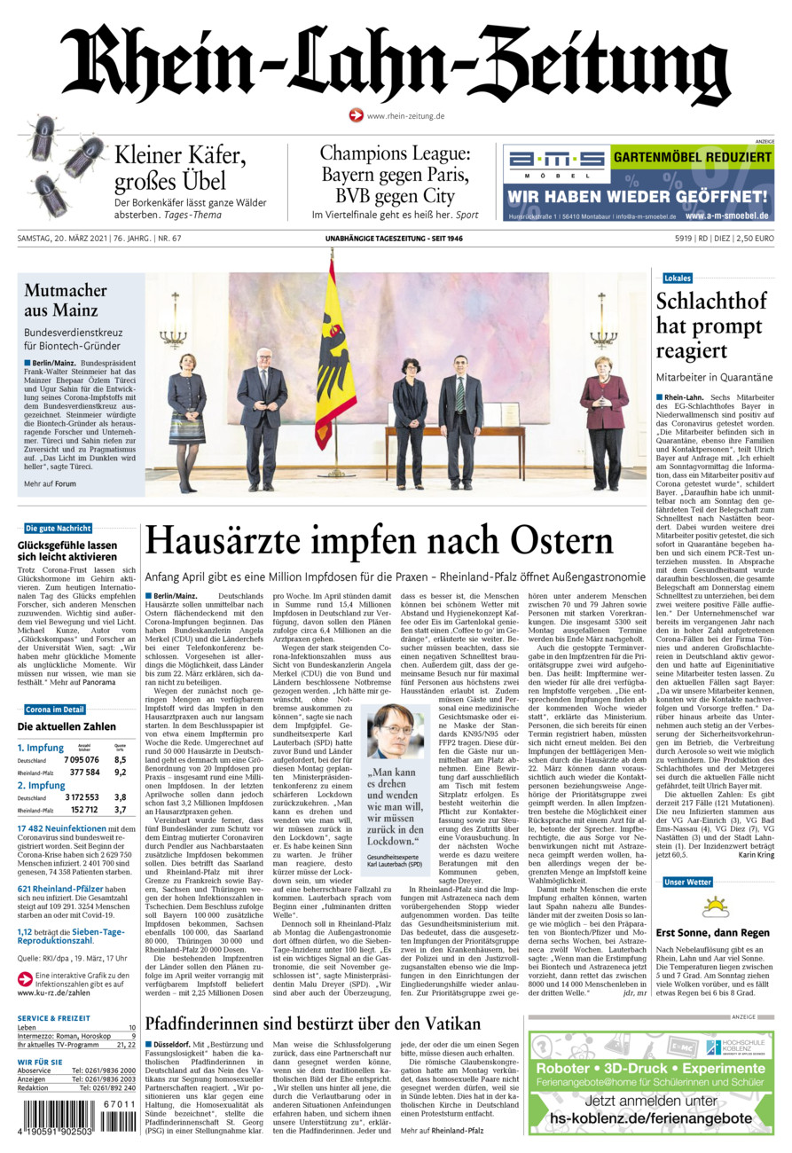 Rhein-Lahn-Zeitung Diez (Archiv) vom Samstag, 20.03.2021