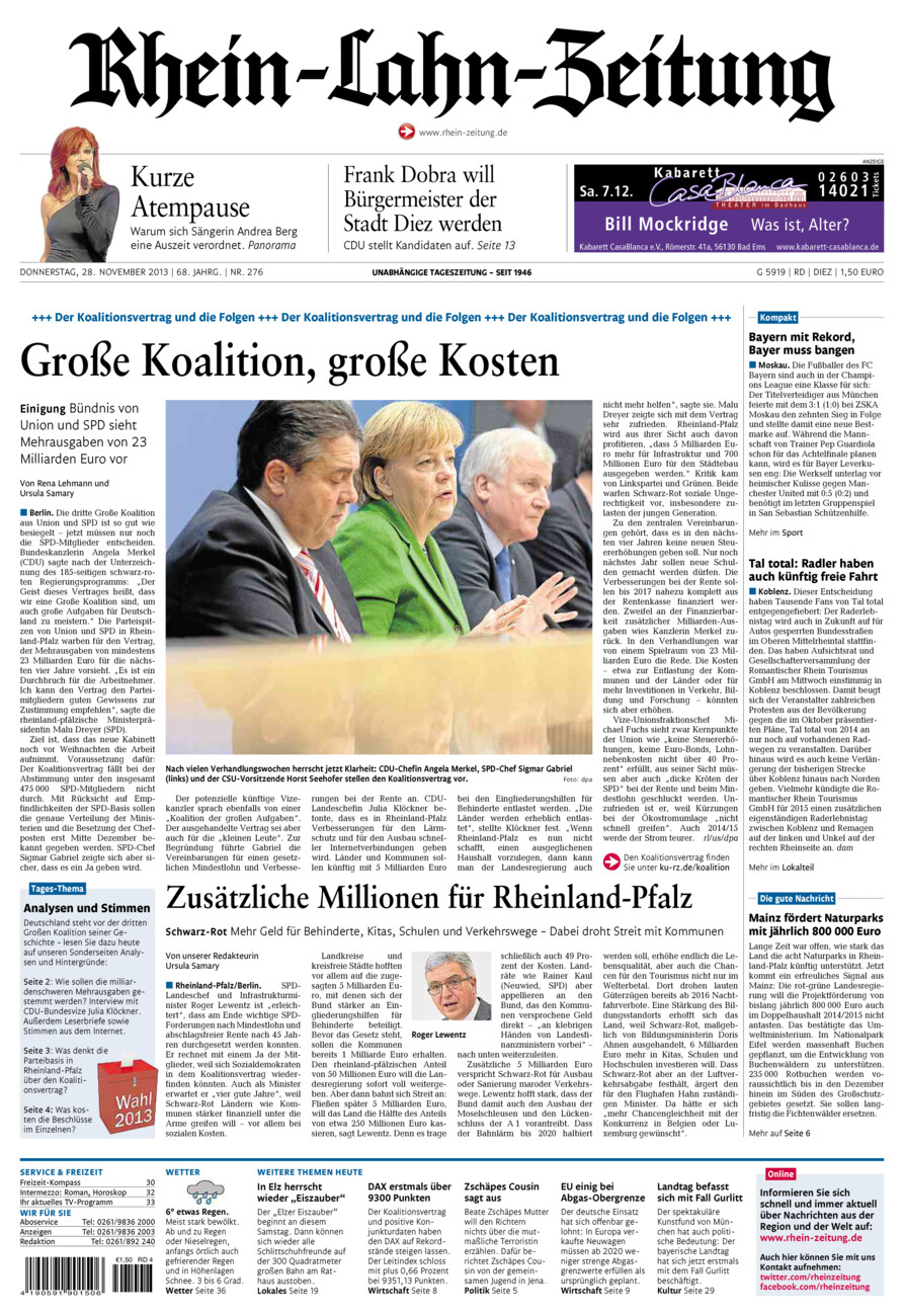 Rhein-Lahn-Zeitung Diez (Archiv) vom Donnerstag, 28.11.2013