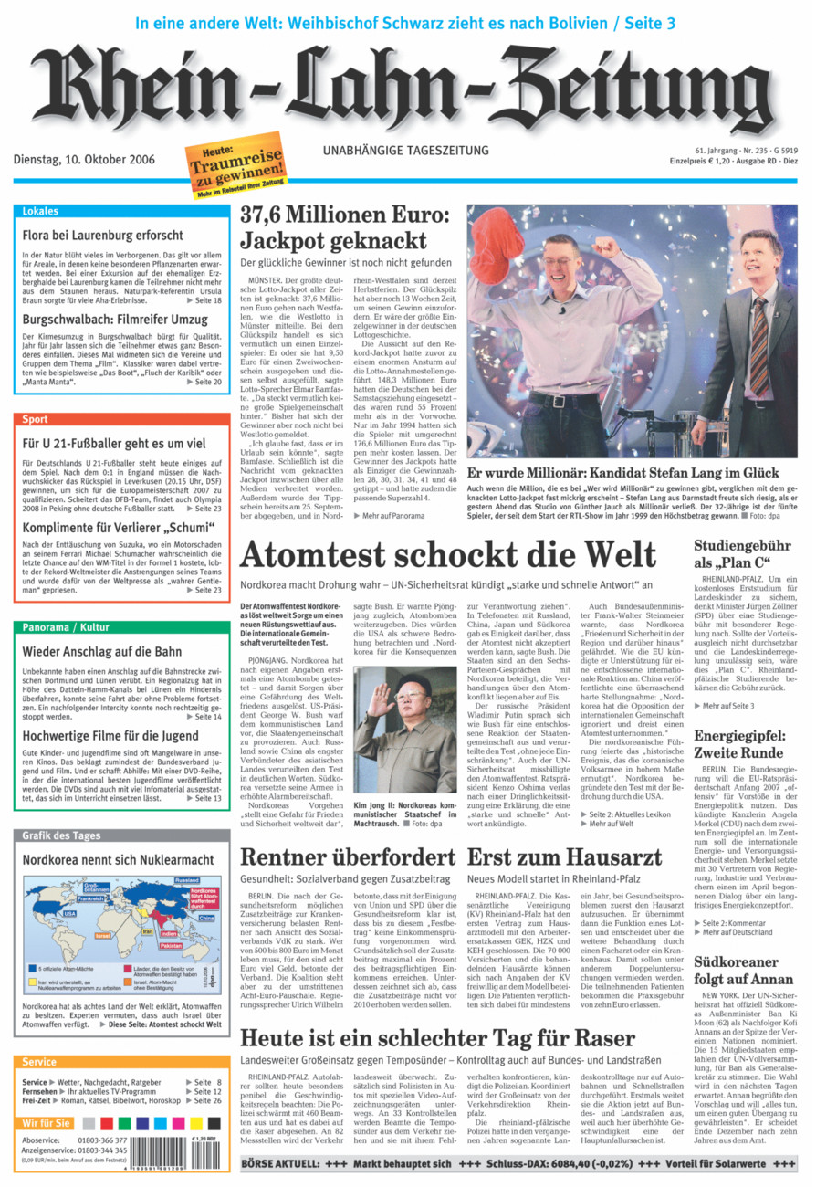 Rhein-Lahn-Zeitung Diez (Archiv) vom Dienstag, 10.10.2006
