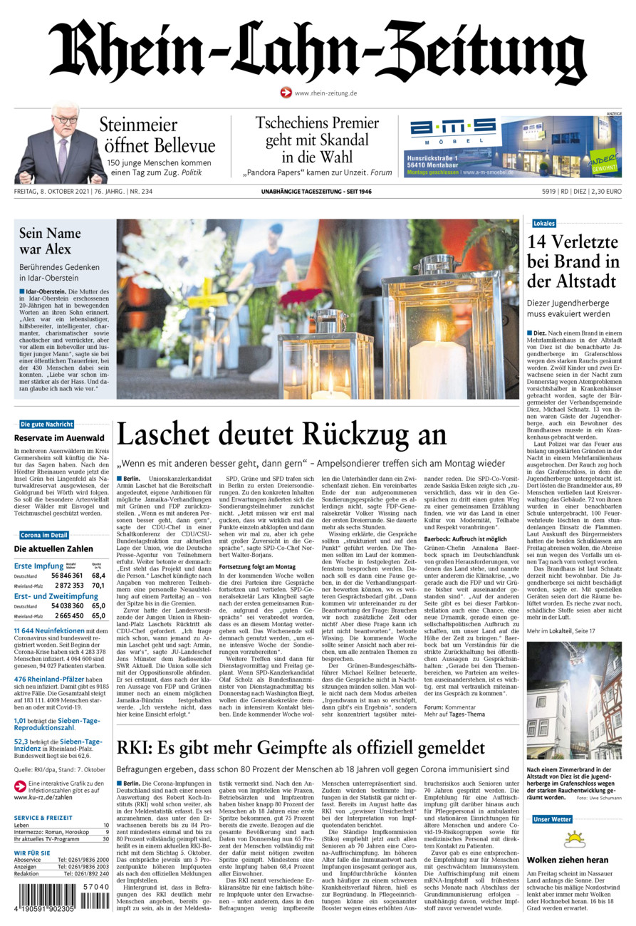 Rhein-Lahn-Zeitung Diez (Archiv) vom Freitag, 08.10.2021