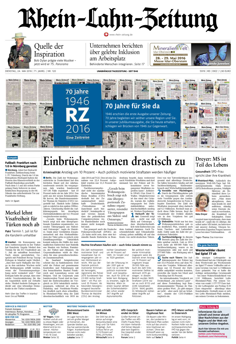 Rhein-Lahn-Zeitung Diez (Archiv) vom Dienstag, 24.05.2016