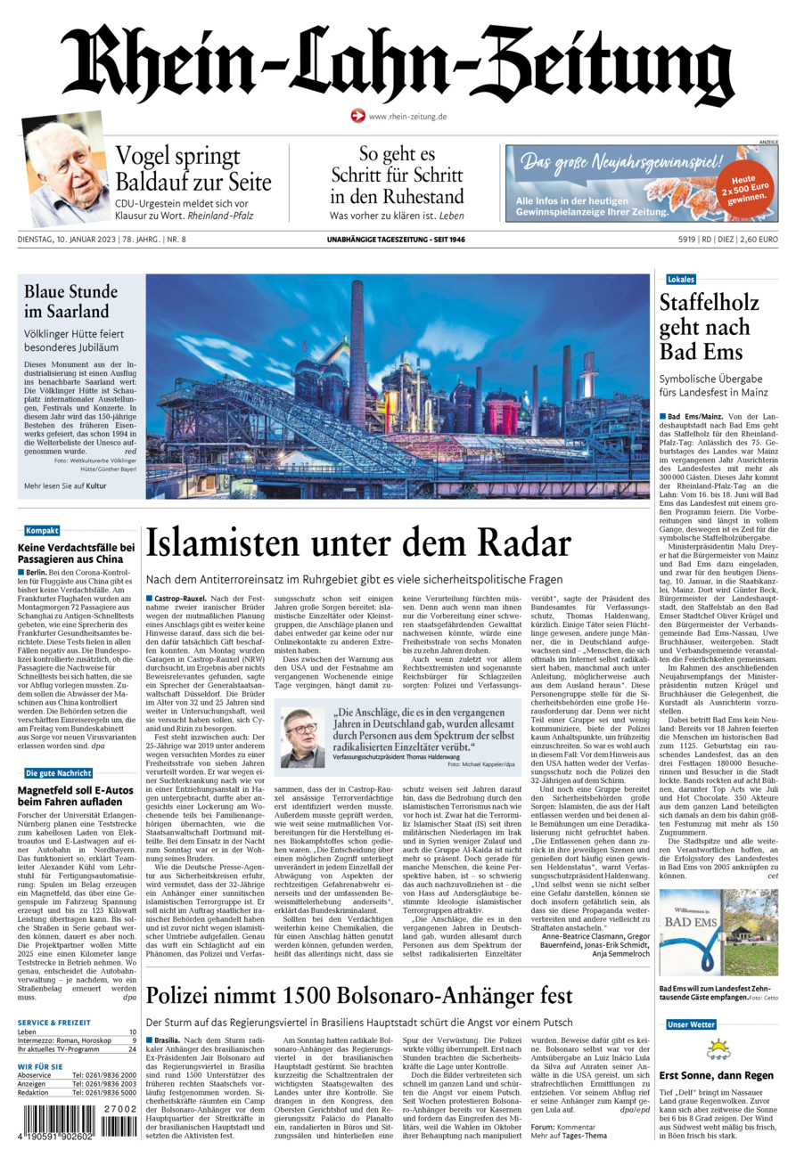 Rhein-Lahn-Zeitung Diez (Archiv) vom Dienstag, 10.01.2023