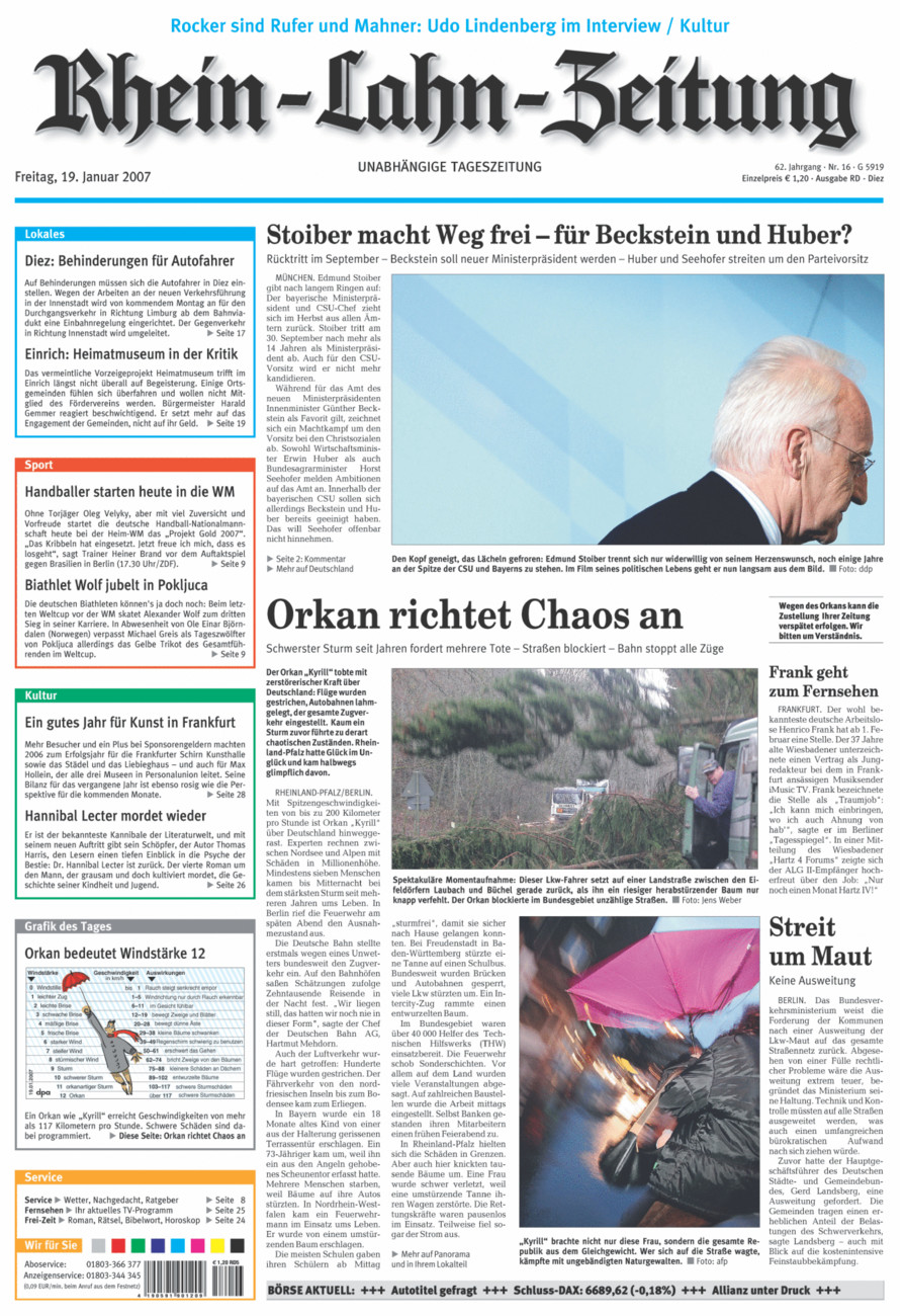 Rhein-Lahn-Zeitung Diez (Archiv) vom Freitag, 19.01.2007