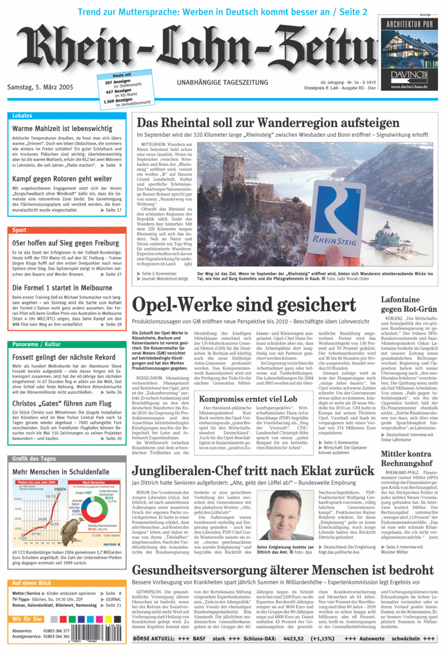 Rhein-Lahn-Zeitung Diez (Archiv) vom Samstag, 05.03.2005