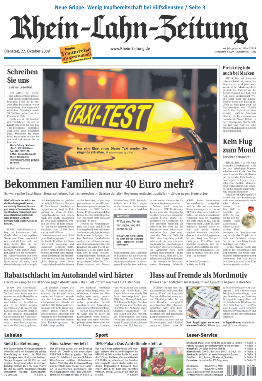 Rhein-Lahn-Zeitung Diez (Archiv) vom Dienstag, 27.10.2009