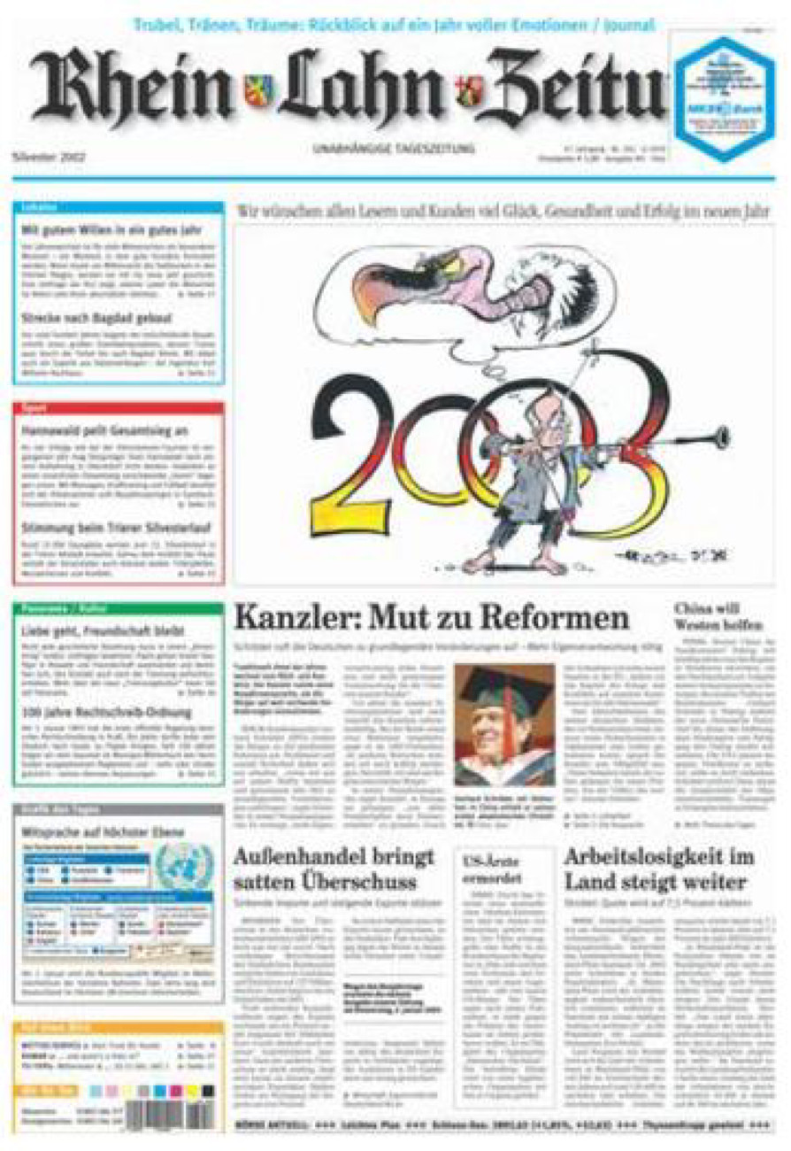 Rhein-Lahn-Zeitung Diez (Archiv) vom Dienstag, 31.12.2002