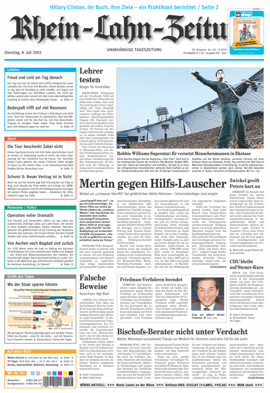 Rhein-Lahn-Zeitung Diez (Archiv) vom Dienstag, 08.07.2003