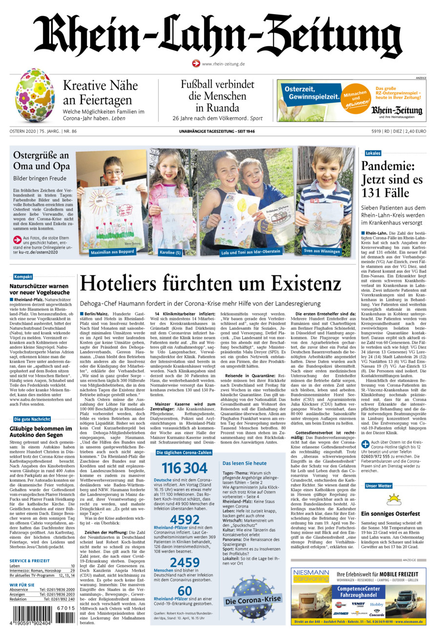 Rhein-Lahn-Zeitung Diez (Archiv) vom Samstag, 11.04.2020