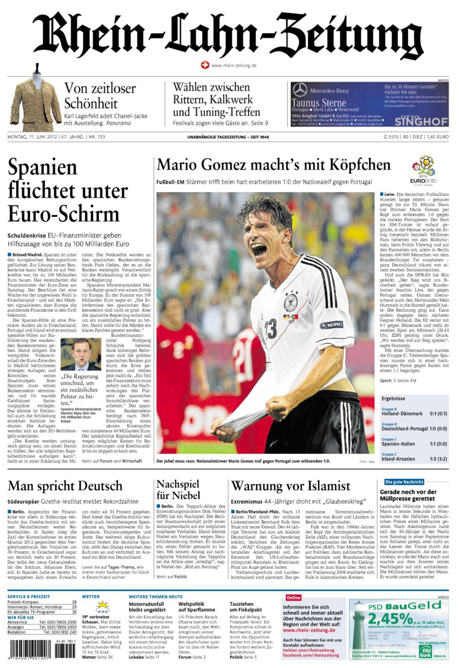 Rhein-Lahn-Zeitung Diez (Archiv) vom Montag, 11.06.2012