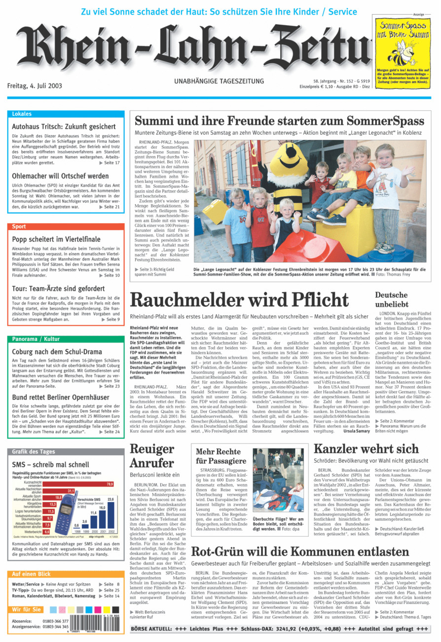 Rhein-Lahn-Zeitung Diez (Archiv) vom Freitag, 04.07.2003