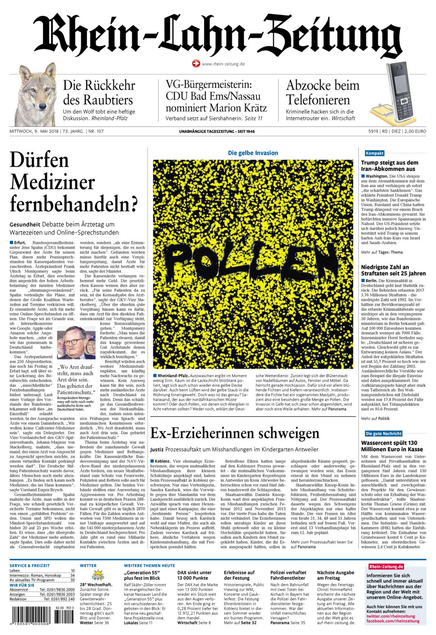Rhein-Lahn-Zeitung Diez (Archiv) vom Mittwoch, 09.05.2018