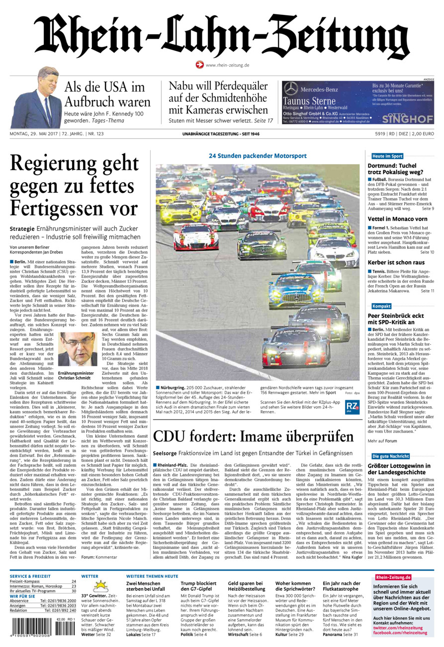 Rhein-Lahn-Zeitung Diez (Archiv) vom Montag, 29.05.2017