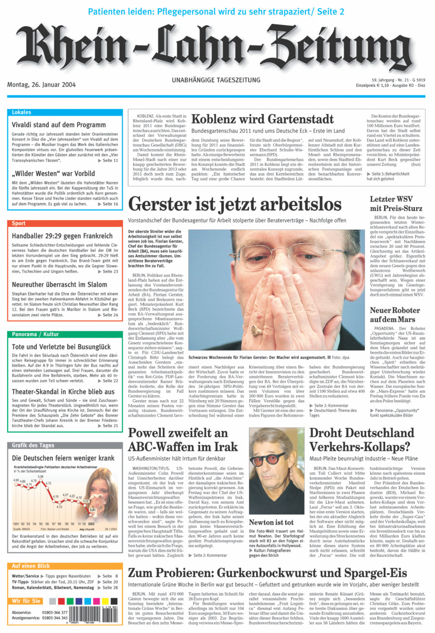 Rhein-Lahn-Zeitung Diez (Archiv) vom Montag, 26.01.2004