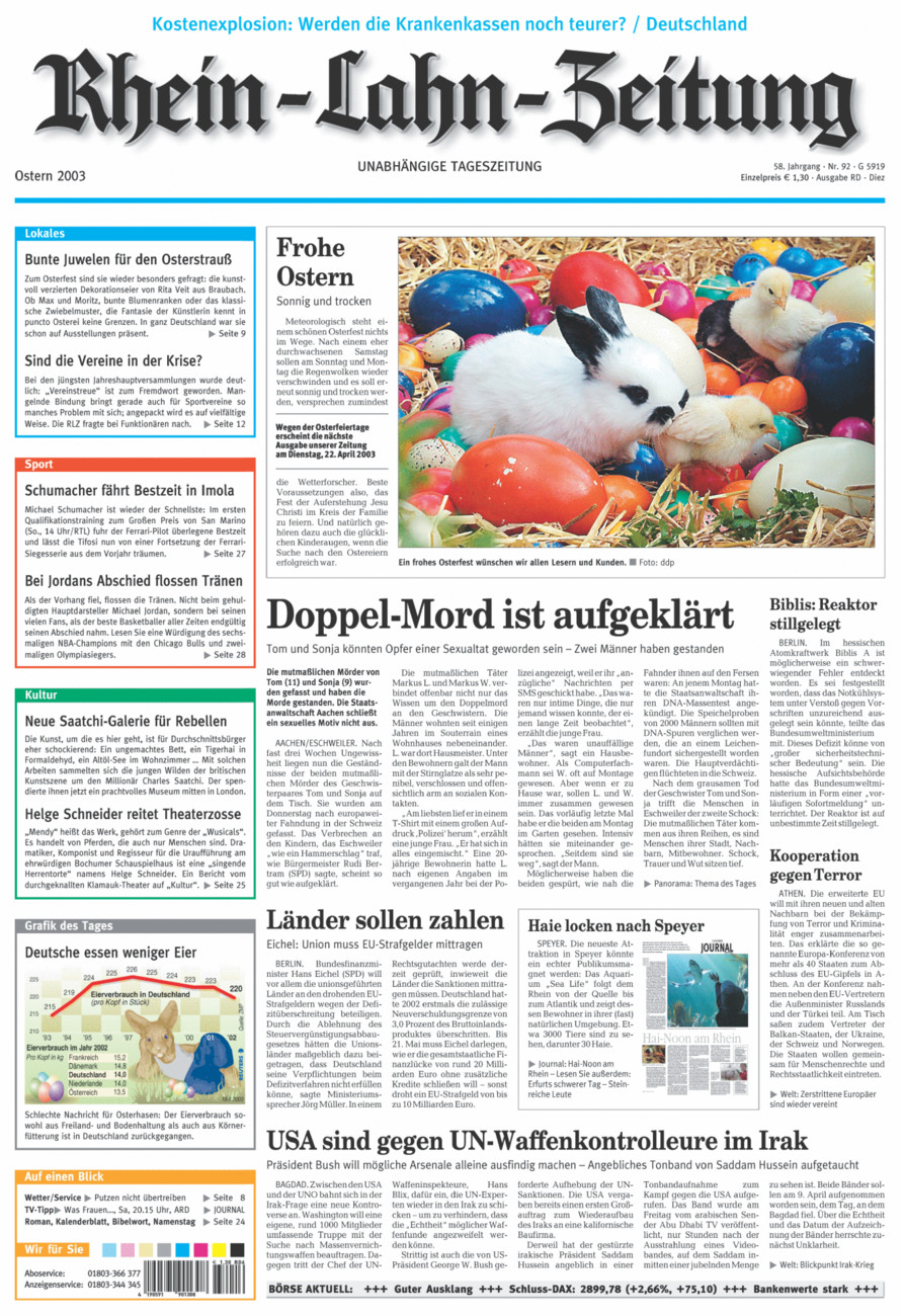 Rhein-Lahn-Zeitung Diez (Archiv) vom Samstag, 19.04.2003