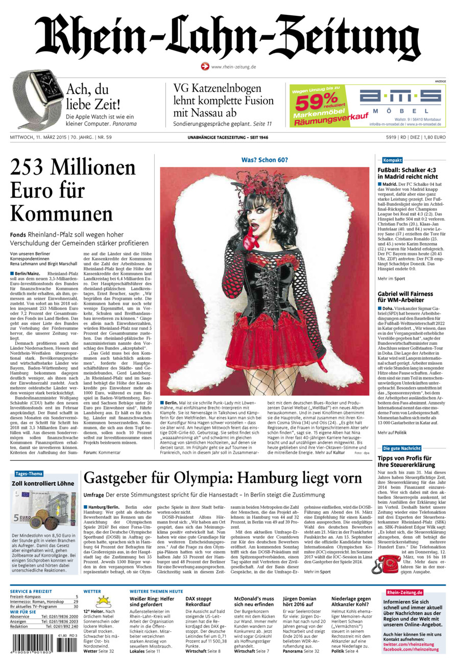Rhein-Lahn-Zeitung Diez (Archiv) vom Mittwoch, 11.03.2015