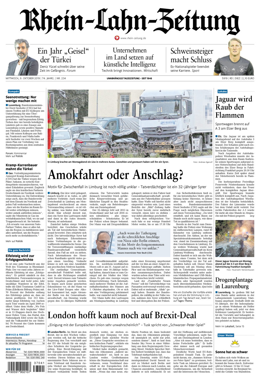 Rhein-Lahn-Zeitung Diez (Archiv) vom Mittwoch, 09.10.2019