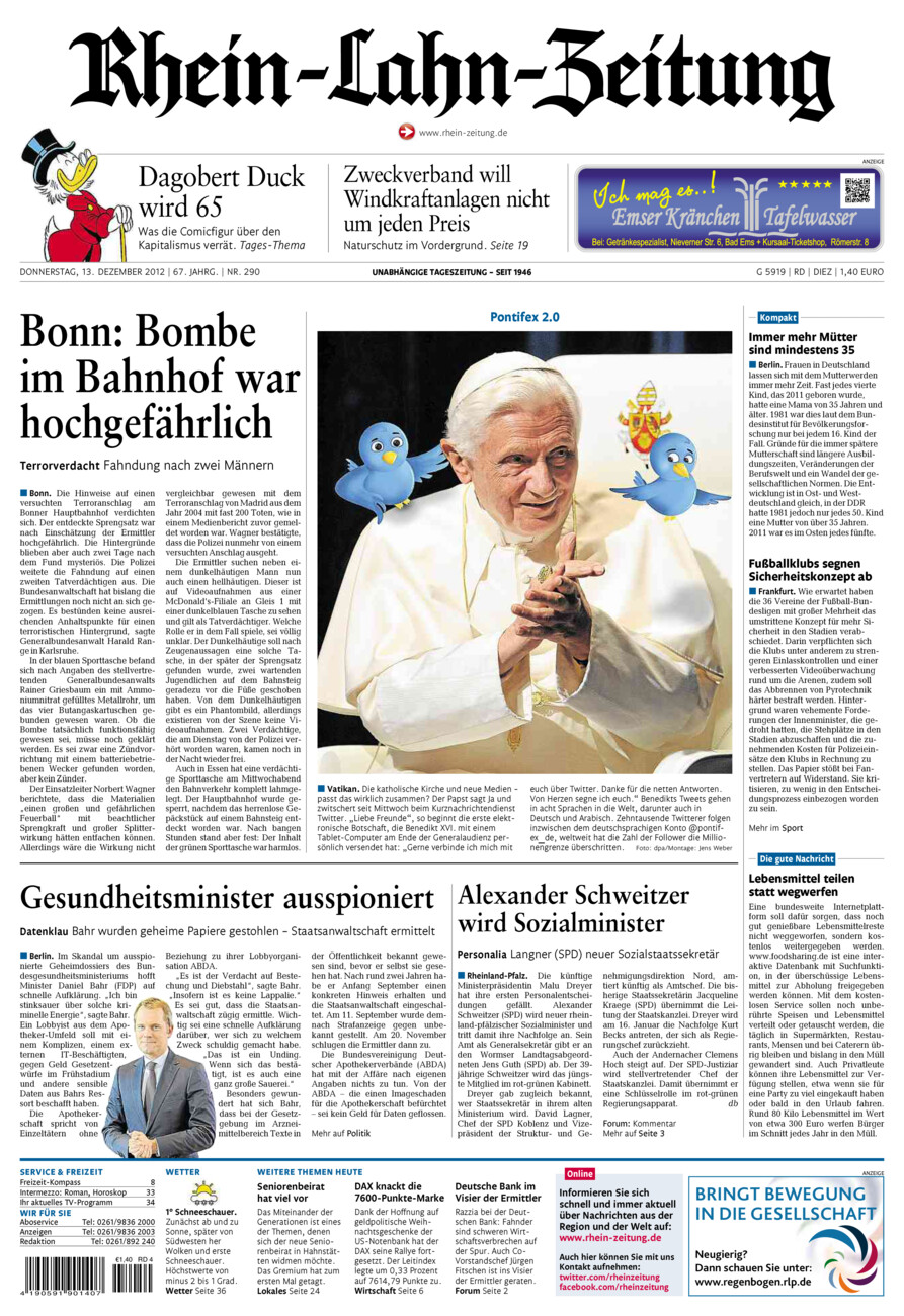 Rhein-Lahn-Zeitung Diez (Archiv) vom Donnerstag, 13.12.2012