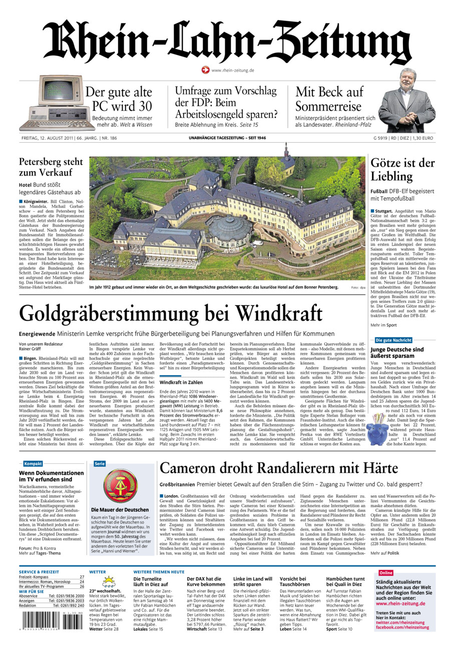 Rhein-Lahn-Zeitung Diez (Archiv) vom Freitag, 12.08.2011