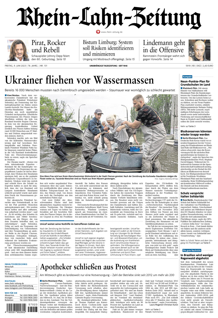 Rhein-Lahn-Zeitung Diez (Archiv) vom Freitag, 09.06.2023