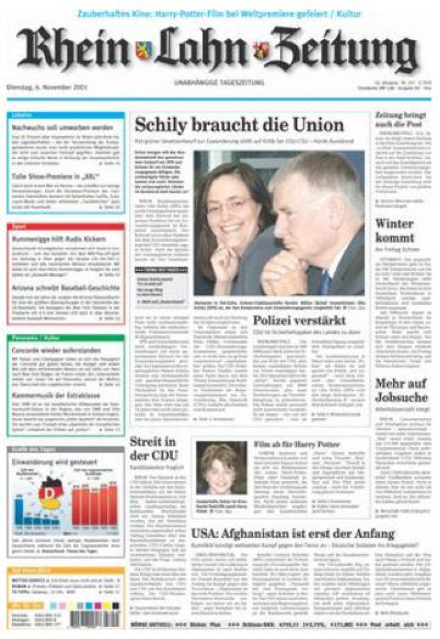 Rhein-Lahn-Zeitung Diez (Archiv) vom Dienstag, 06.11.2001