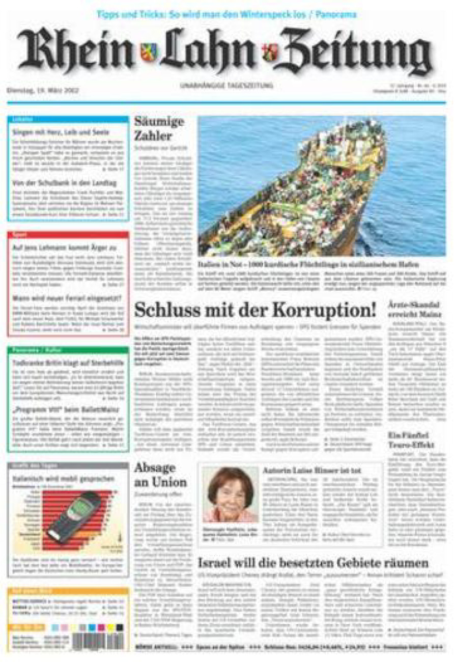 Rhein-Lahn-Zeitung Diez (Archiv) vom Dienstag, 19.03.2002