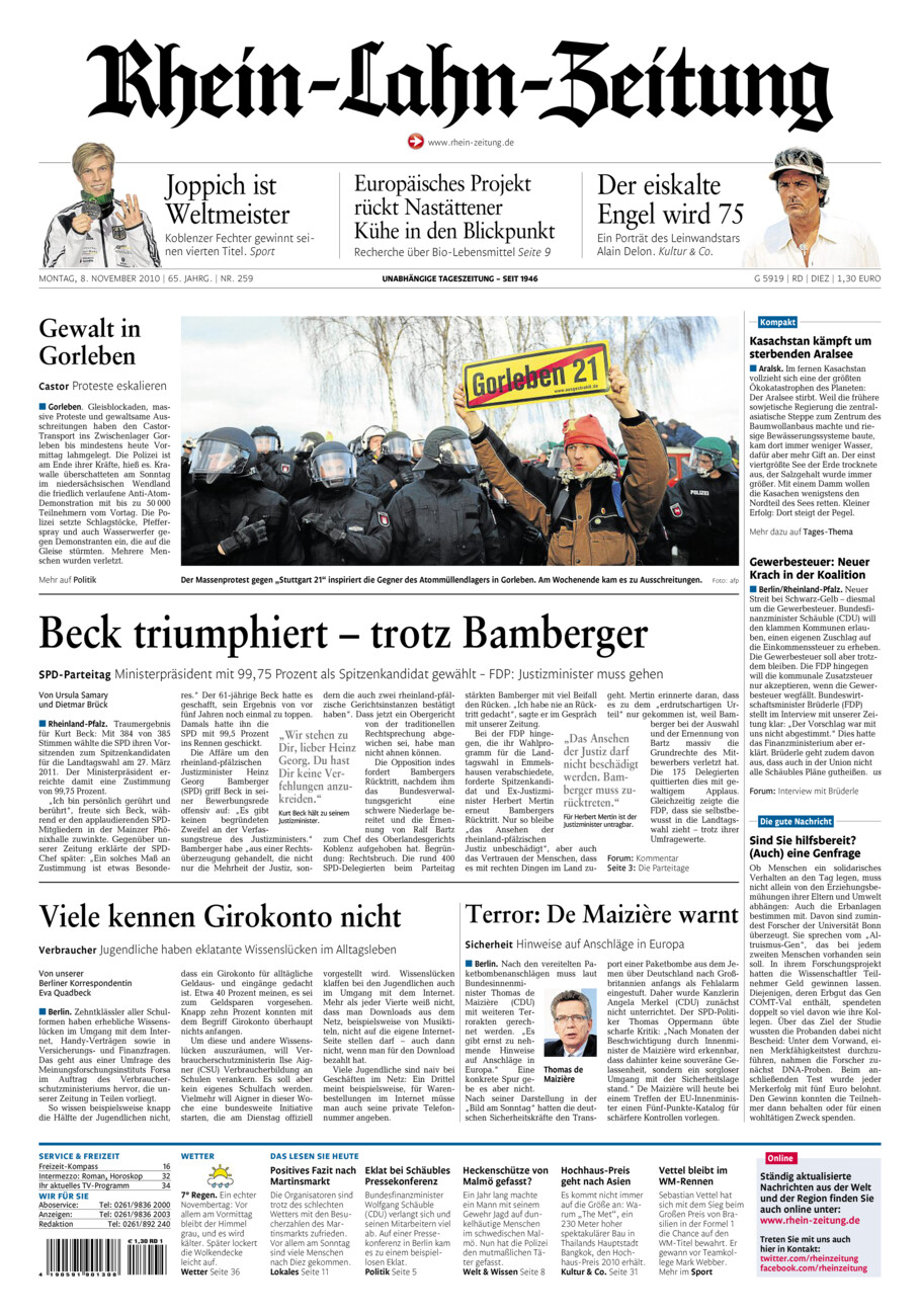 Rhein-Lahn-Zeitung Diez (Archiv) vom Montag, 08.11.2010