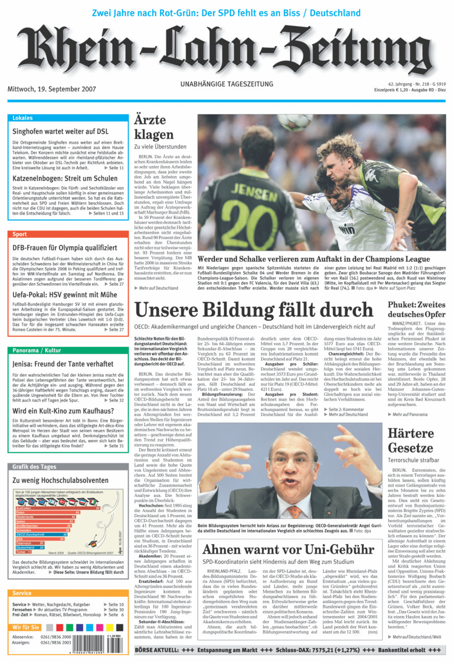 Rhein-Lahn-Zeitung Diez (Archiv) vom Mittwoch, 19.09.2007