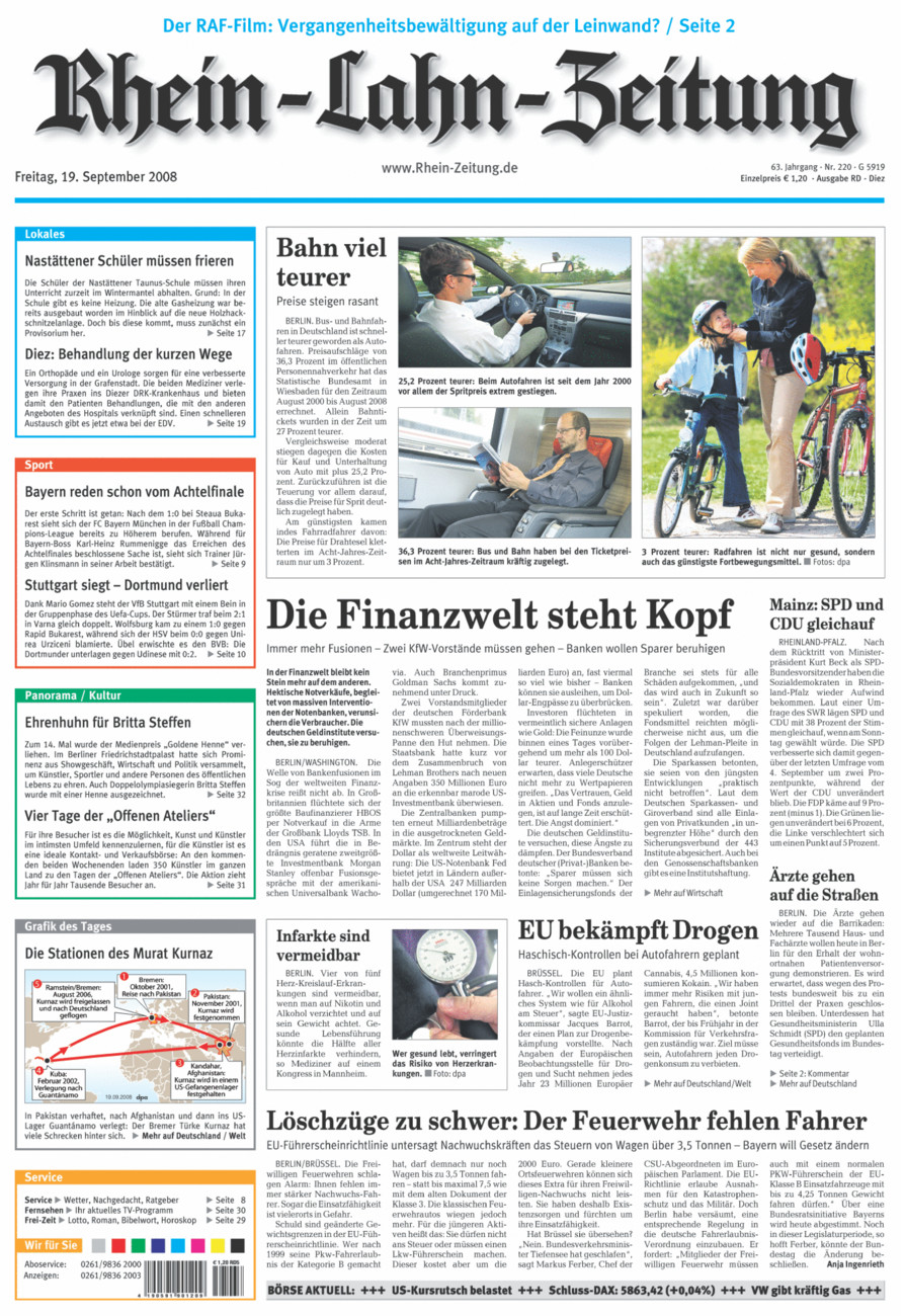 Rhein-Lahn-Zeitung Diez (Archiv) vom Freitag, 19.09.2008
