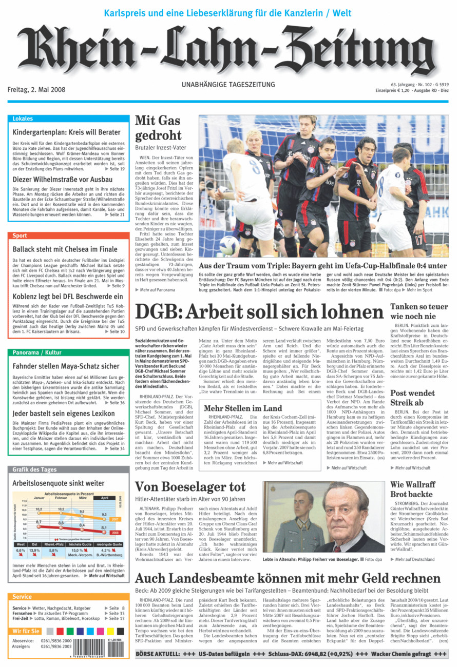 Rhein-Lahn-Zeitung Diez (Archiv) vom Freitag, 02.05.2008