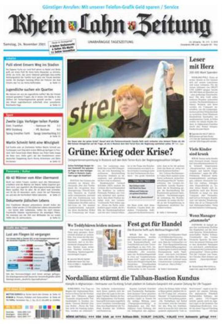 Rhein-Lahn-Zeitung Diez (Archiv) vom Samstag, 24.11.2001